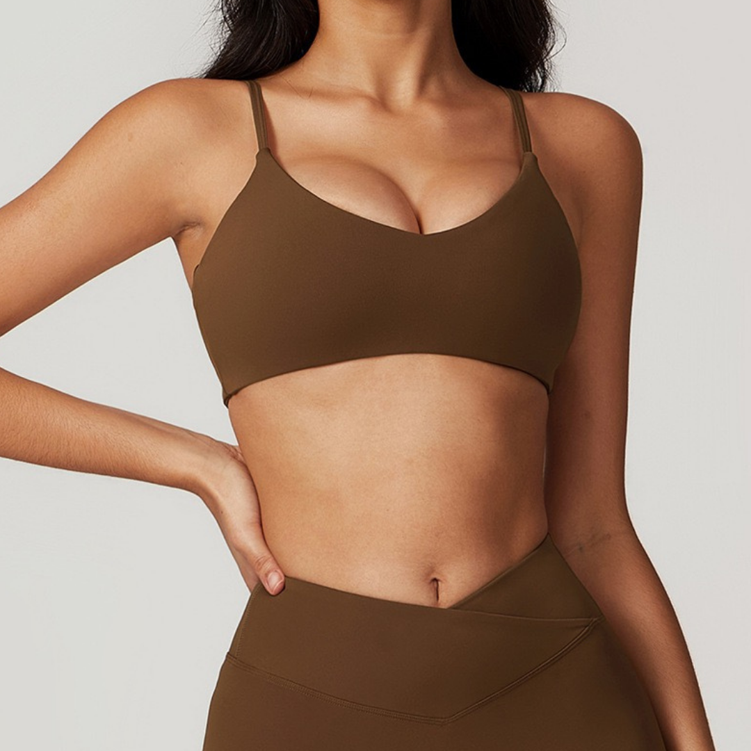 Sustainable Stylish Sports Bra Crop Top - Coffee