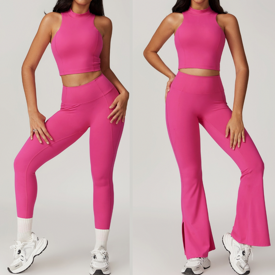 CAMILA Strong Support Vest Top Legging Set - Magenta