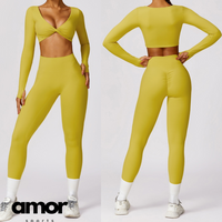 Sexy Long Sleeve Premium Legging Set - Lemon Lake