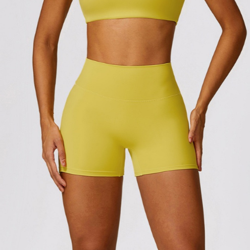 Premium Fabric Scrunched Short - Lemon Yellow