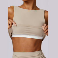 Elegant Square Design Crop Top - Vanilla