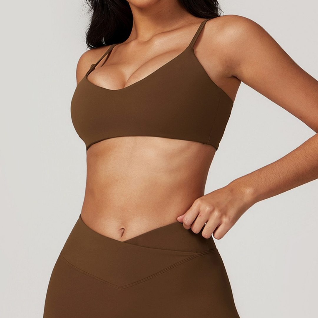 Sustainable Stylish Sports Bra Crop Top - Coffee