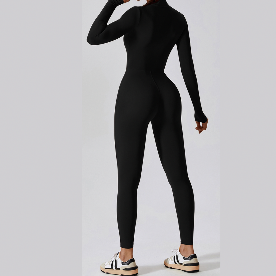 Classic Long-Sleeve Jumpsuit - Black