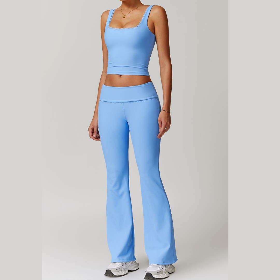 BONI Vest Top Flared Legging Set - Blue