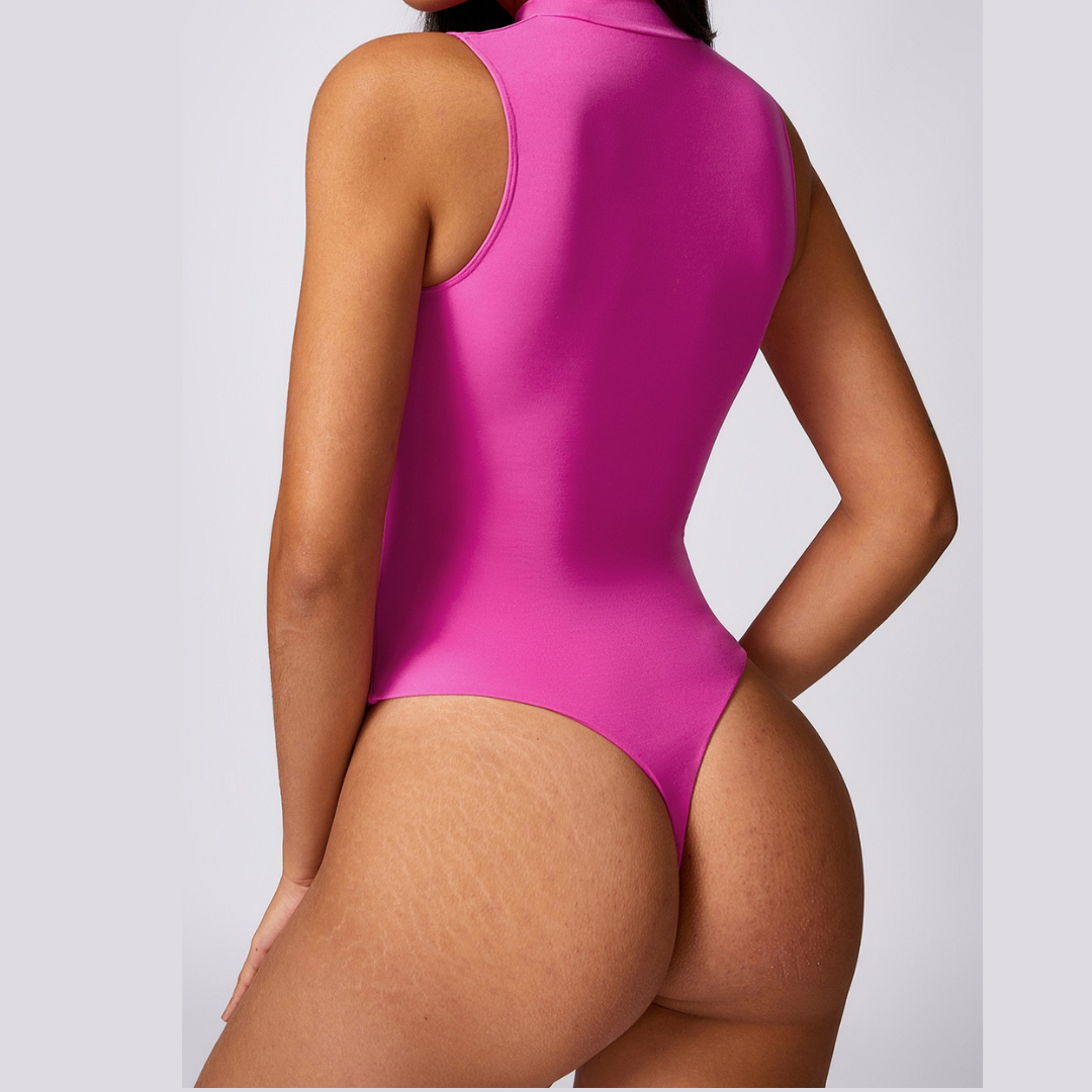 Sexy Stylish Loop Front Bodysuit - Pink