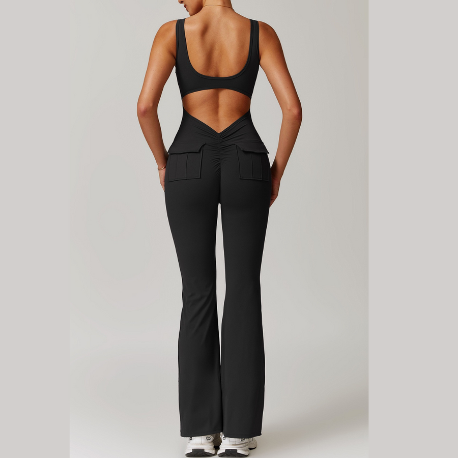 BOBBI Chic & Sculpted Flared Bottom Jumpsuit - Black