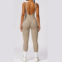 Seamless Deep-V Jumpsuit - Cement