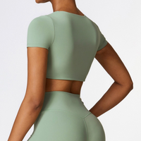 CHRISTIA Comfy Short Sleeve Crop Top - Green