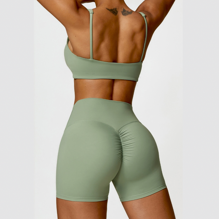 V-Top Scrunched Short Set - Πράσινο 
