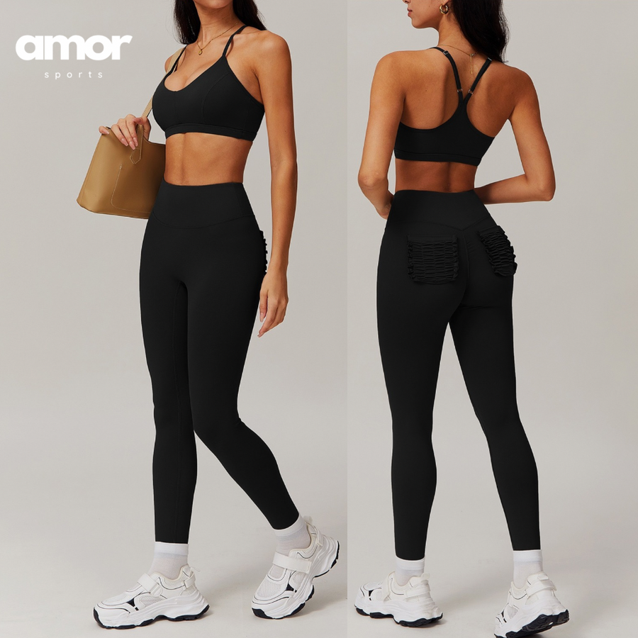 MANTA Premium Pocket Design Skinny Legging Set - Black