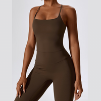 BETTY Vest Top Scrunch Flared Legging Set - Coffee