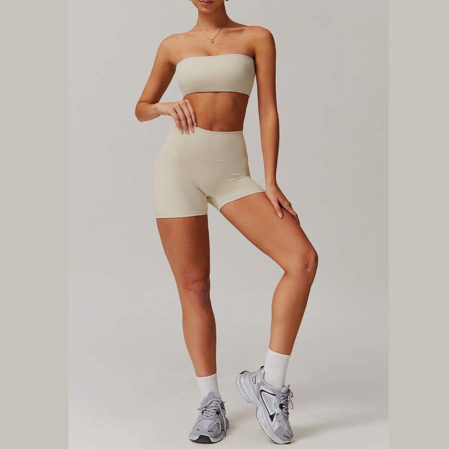 SleekFlex Strapless Top Short Set - Beige