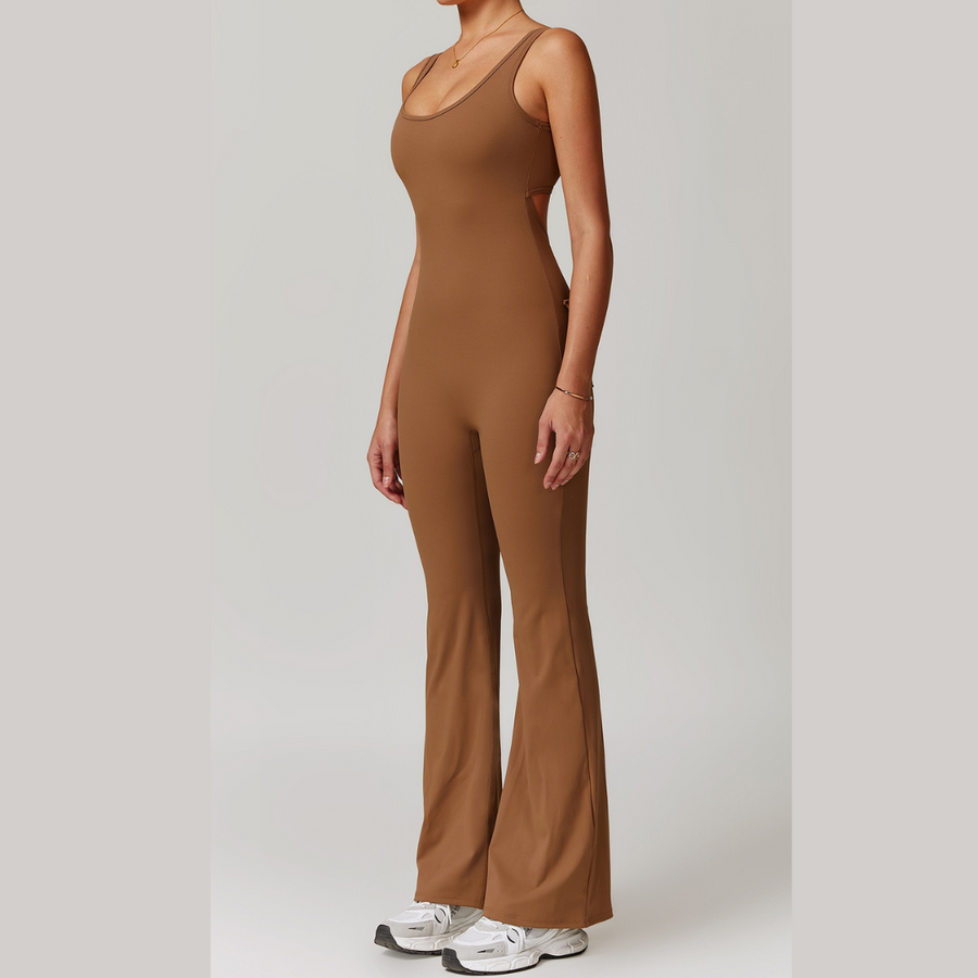 BOBBI Chic & Sculpted Flared Bottom Jumpsuit - Caramel