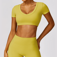 Short Sleeve Premium Scrunched Legging Set - Lemon Yellow