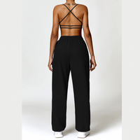 Backless Sexy Top Winter Pant Set - Black