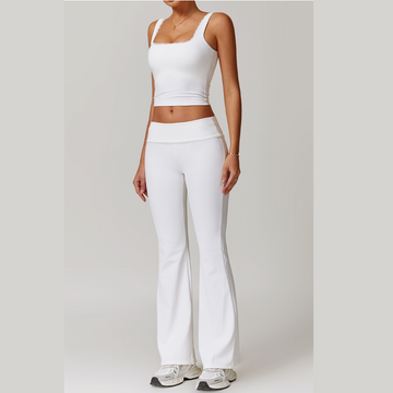 BONI Vest Top Flared Legging Set - White