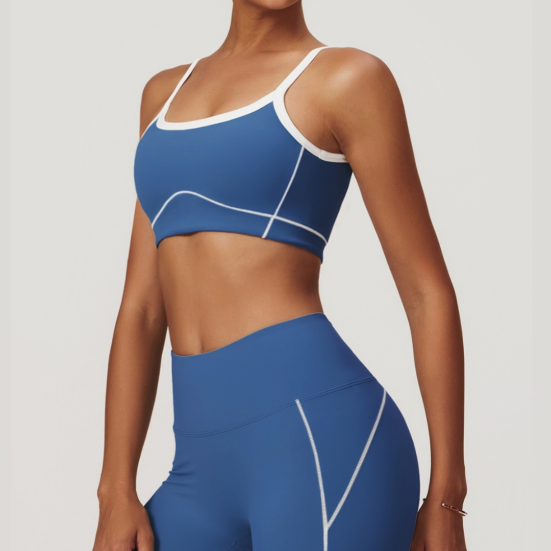 Birdy White Strap Stylish Sports Bra - Blue