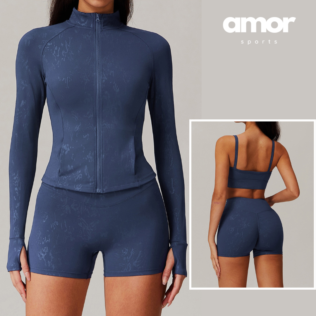 Elysian Glow 3pcs Sculpt Short Set - Navy
