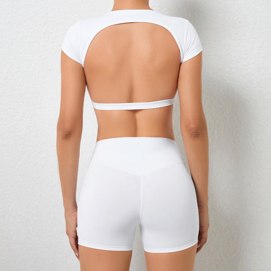 JESS Backless Stylish Summer Short Set - White