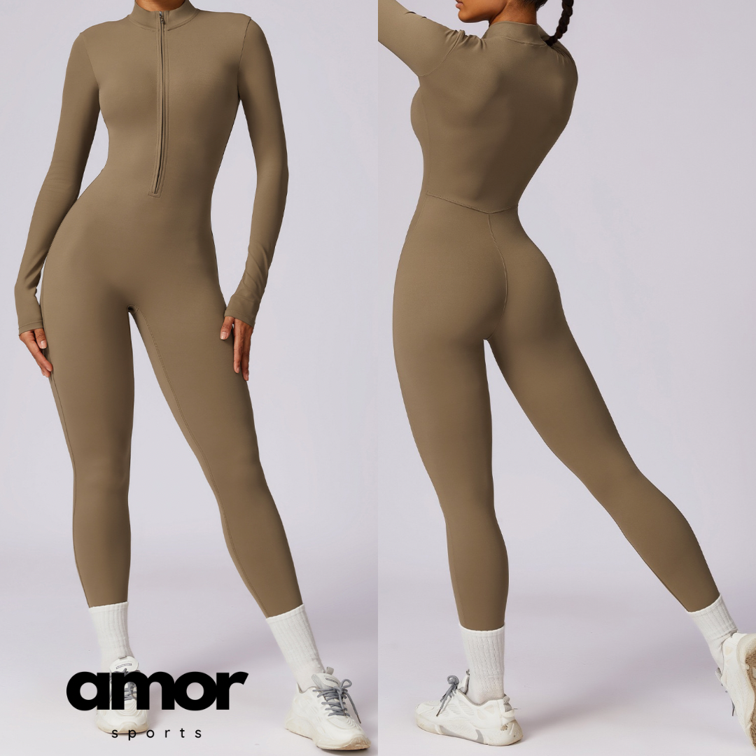 Classic Long-Sleeve Jumpsuit - Khaki