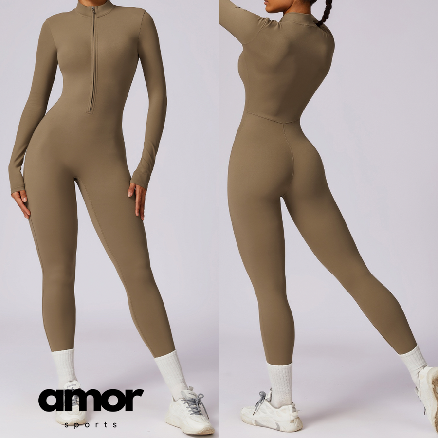 Classic Long-Sleeve Jumpsuit - Khaki