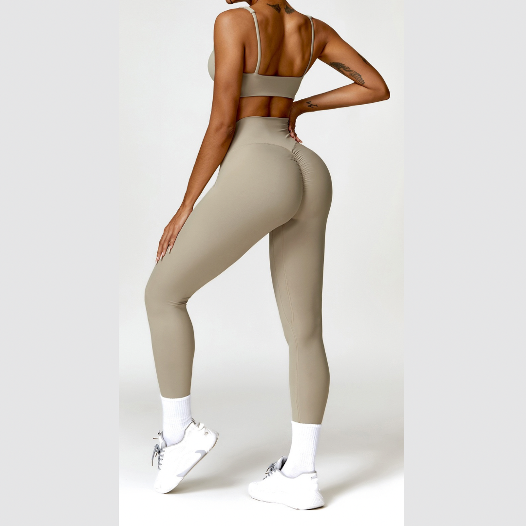 V-Top Skinny Scrunched Legging Set - Cement