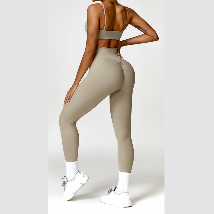 V-Top Skinny Scrunched Legging Set - Cement