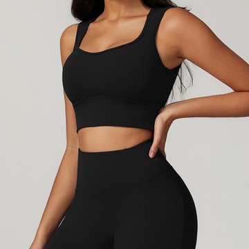 BELLE Chic Style Open Back Crop Top - Black