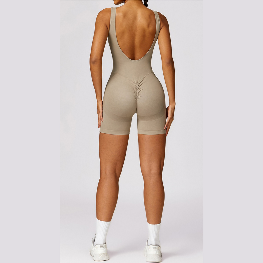 Seamless Deep-V Romper - Cement