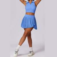 Vest Top Cute Tennis Skirt Set - Blue