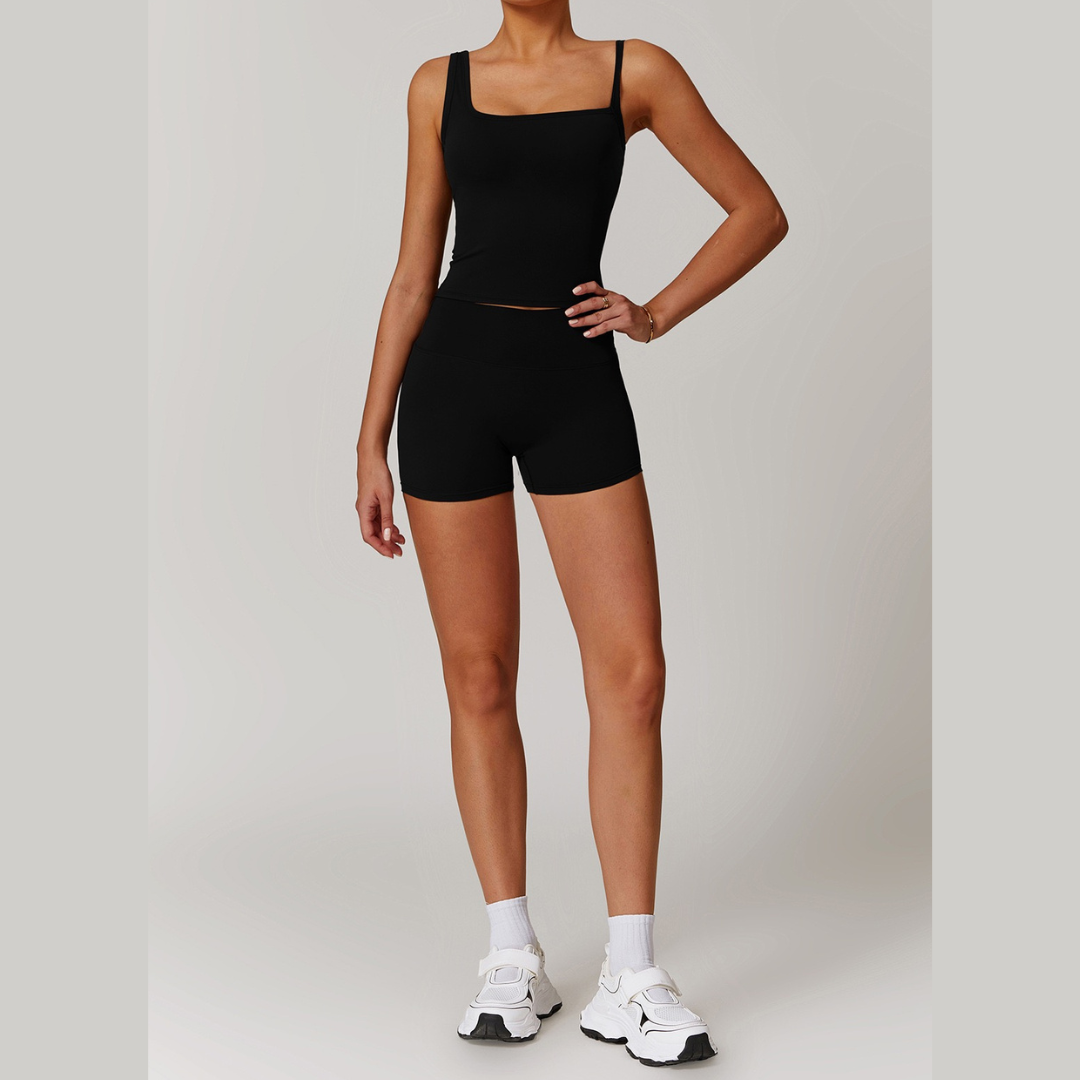 COLA Premium Scrunched Short Set - Black