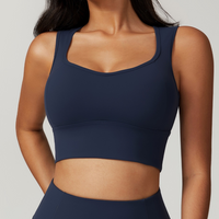 BELLE Chic Style Open Back Crop Top - Navy