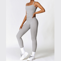 CHRISTIA Cross Back Vest Top Legging Set - Grey