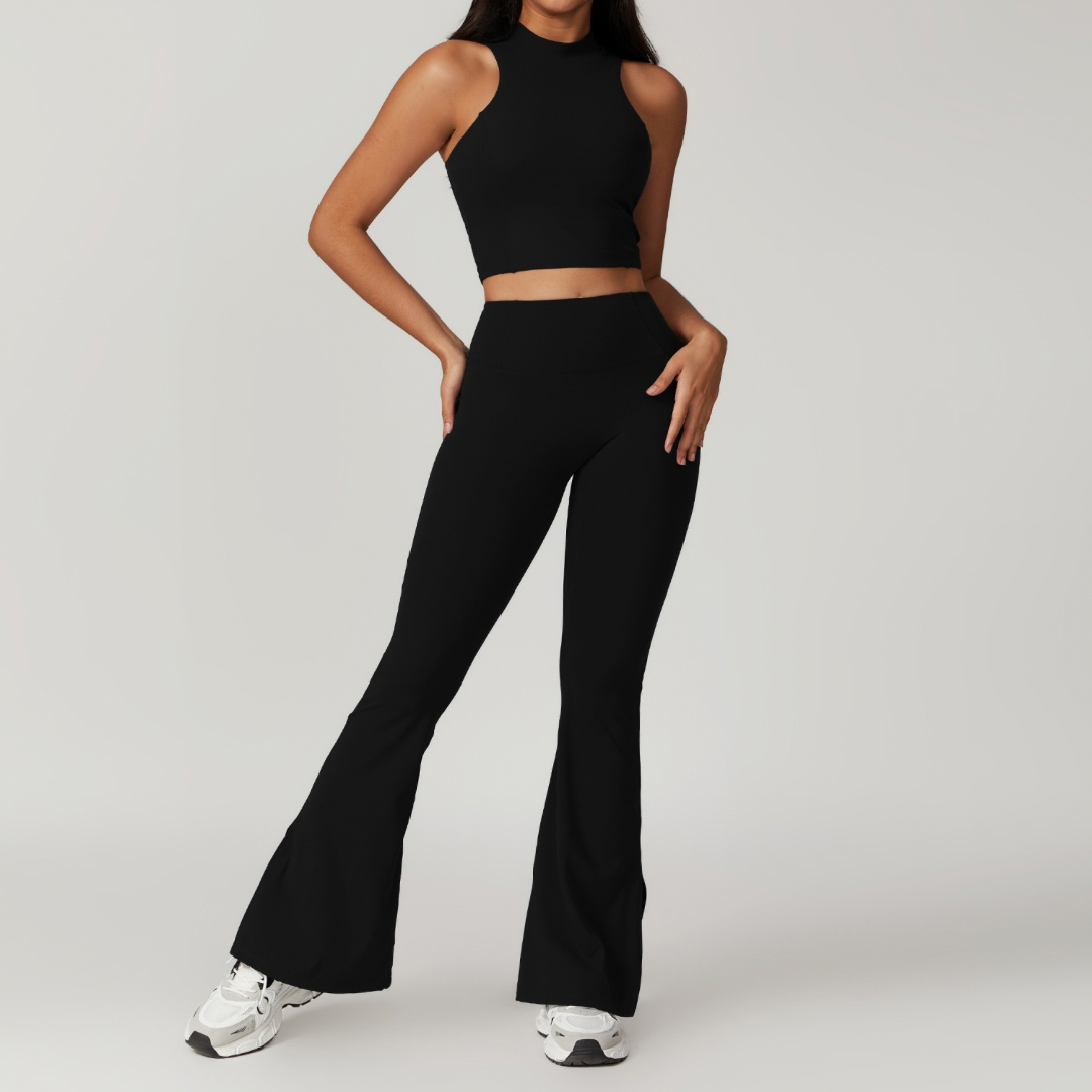 CAMILA Strong Support Vest Top Legging Set - Black