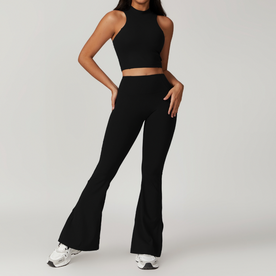 CAMILA Strong Support Vest Top Legging Set - Black