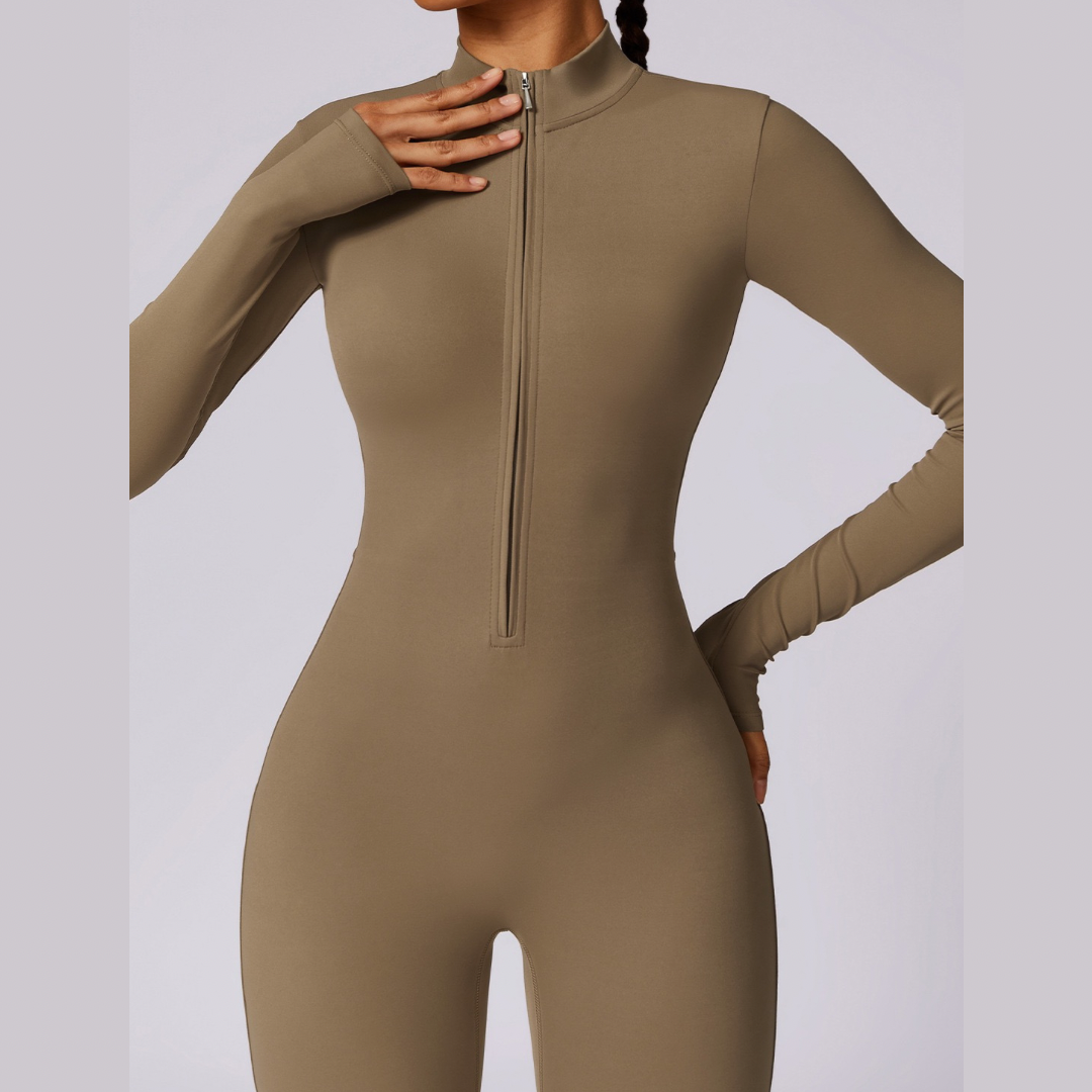 Classic Long-Sleeve Jumpsuit - Khaki