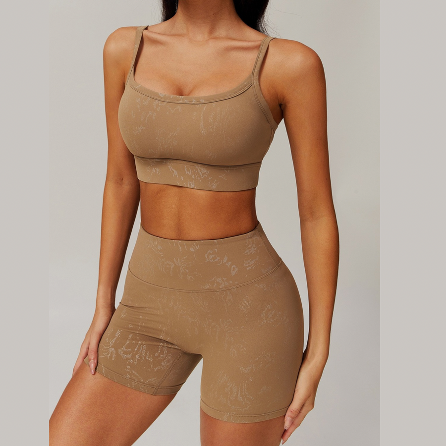 Elysian Glow Sculpt Short Set - Brown