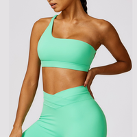 Single Shoulder Top with Short Set - Green