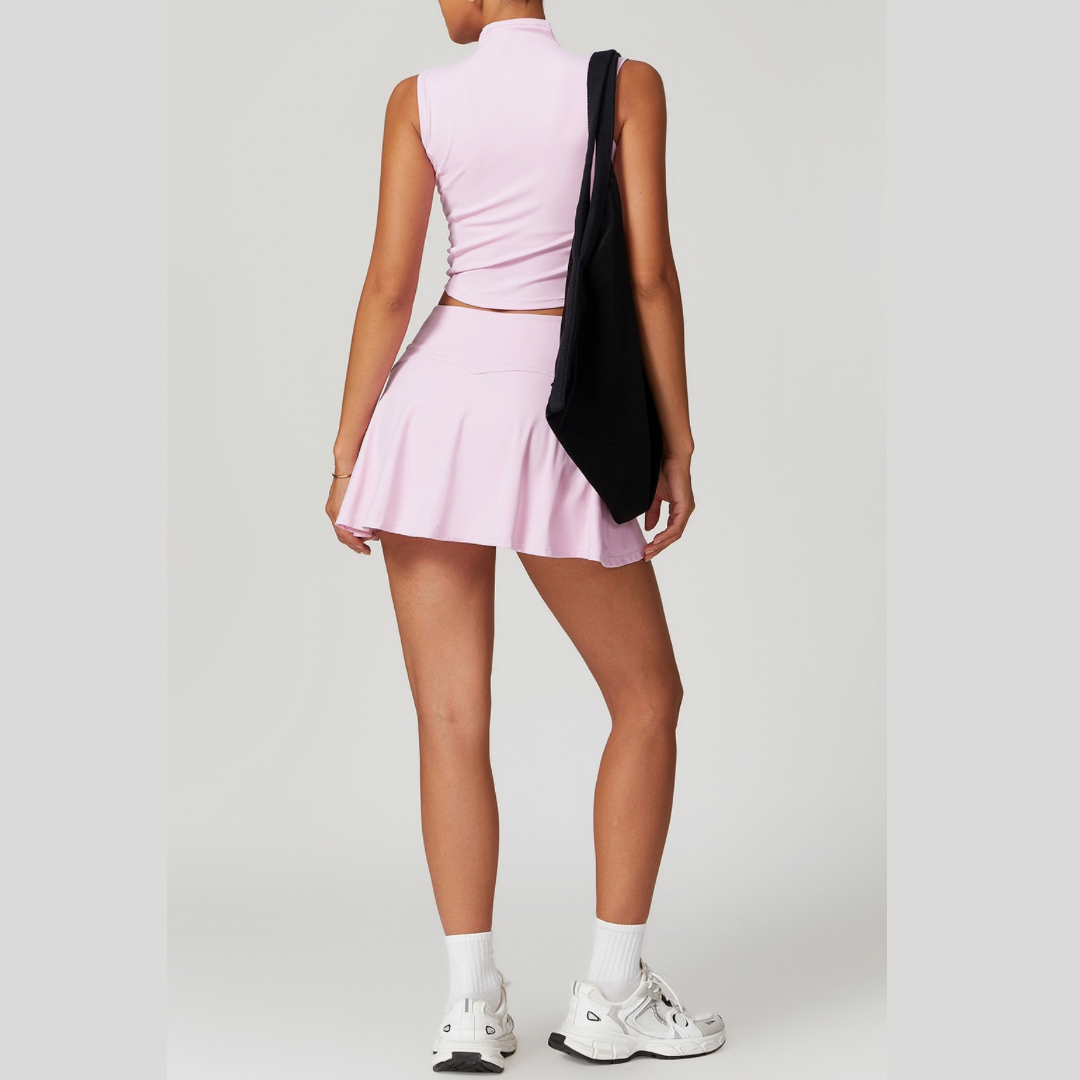 LILA Chic Vest Top Tennis Short Set - Pink