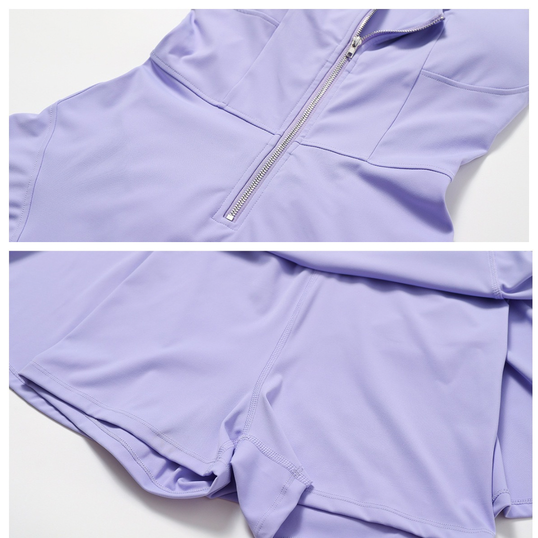 ANYA Tennis Zipped Stylish One Piece Sports Dress - Lavender