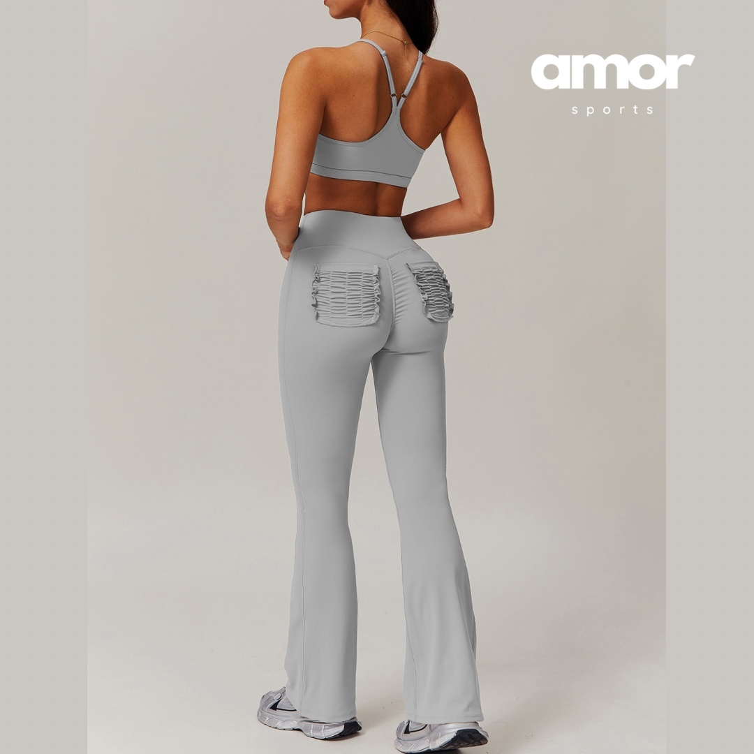 MANTA Unique Pocket Flared Legging Set - Grey