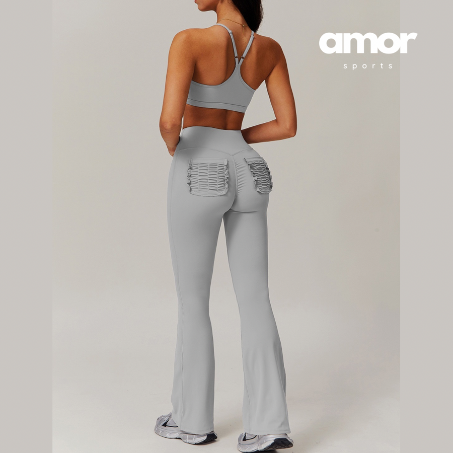 MANTA Unique Pocket Flared Legging Set - Grey