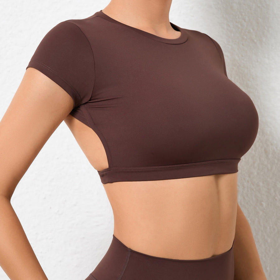 JESS Backless Stylish Crop Top - Brown