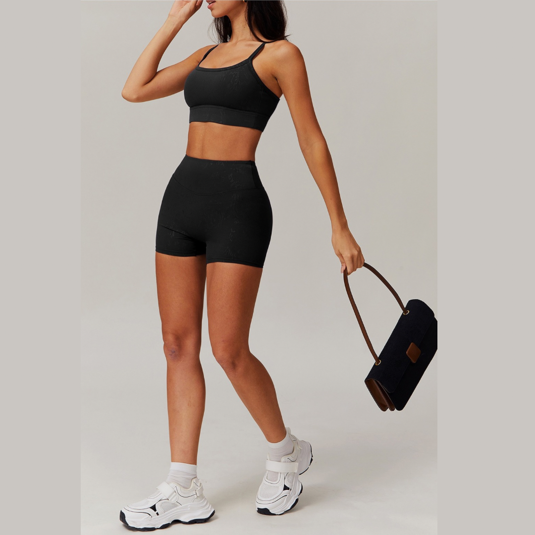 Elysian Glow Sculpt Short Set - Black