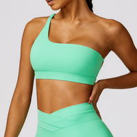 Single Shoulder Unique Style Crop Top - Green