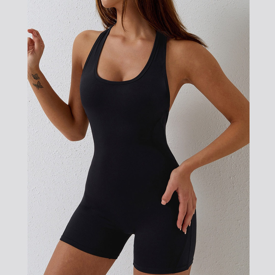 Classic Minimal Style Romper - Black