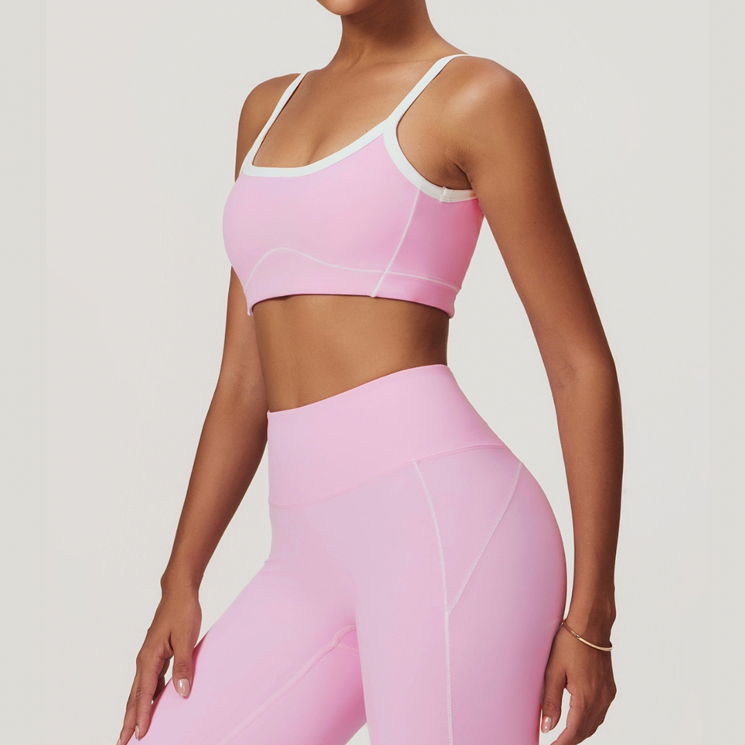 Birdy White Strap Stylish Sports Bra - Pink