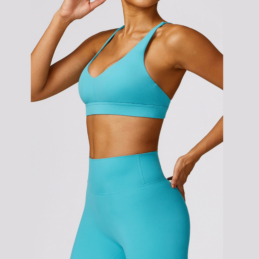 Stylish Back Premium Legging Set - Aqua Lake