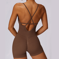 Slim Waist Seamless Romper - Brown