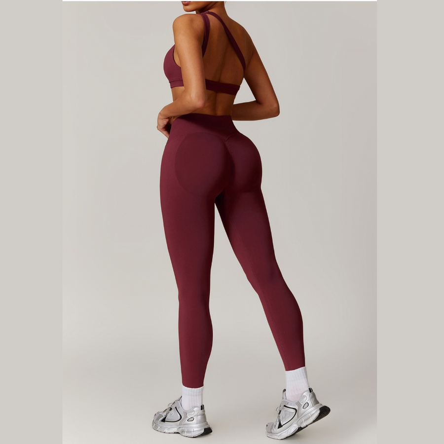 ATHENA Seamless Stylish Legging Set - Burgundy